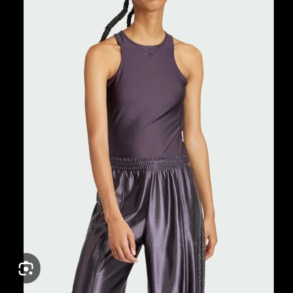 Adidas Originals Spandex Bodysuit in Shiny Aurora Black - Picture 5 of 7